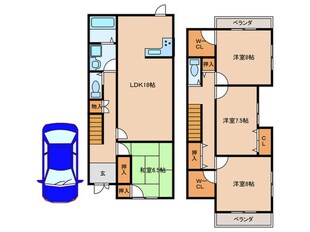 太秦元町戸建賃貸　1号地の物件間取画像